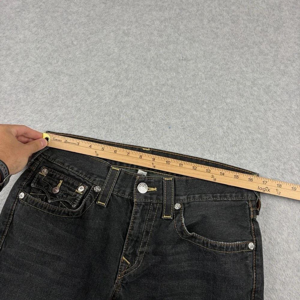 True Religion Jeans Mens 32x32 Dark Gray Contrast Stitch Straight Leg Low Rise